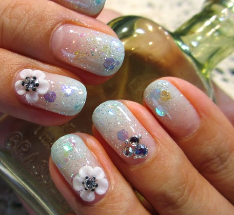 水色のキラキラネイル 高円寺のネイルサロン Nail Haco Blog